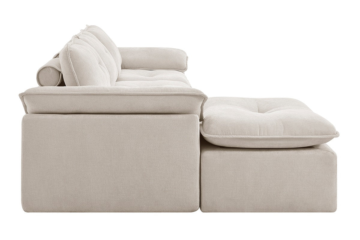Brosa Castello 4 Seater Compressed Sofa with Ottoman (Beige)