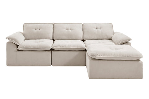 Brosa Castello 4 Seater Compressed Sofa with Ottoman (Beige)