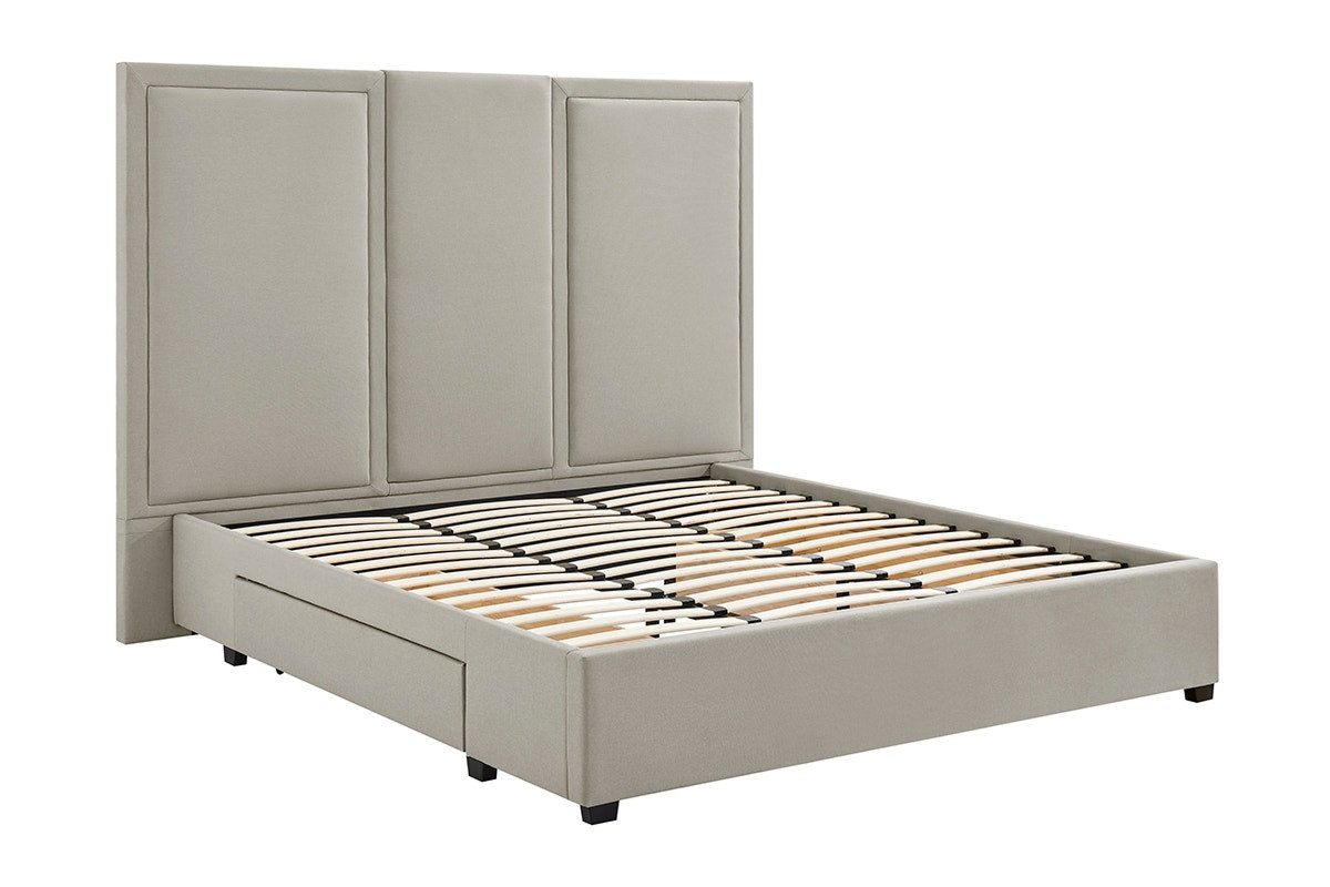 Brosa Erisen Storage Bed Frame with Drawers & Tall Headboard (Grey, King)