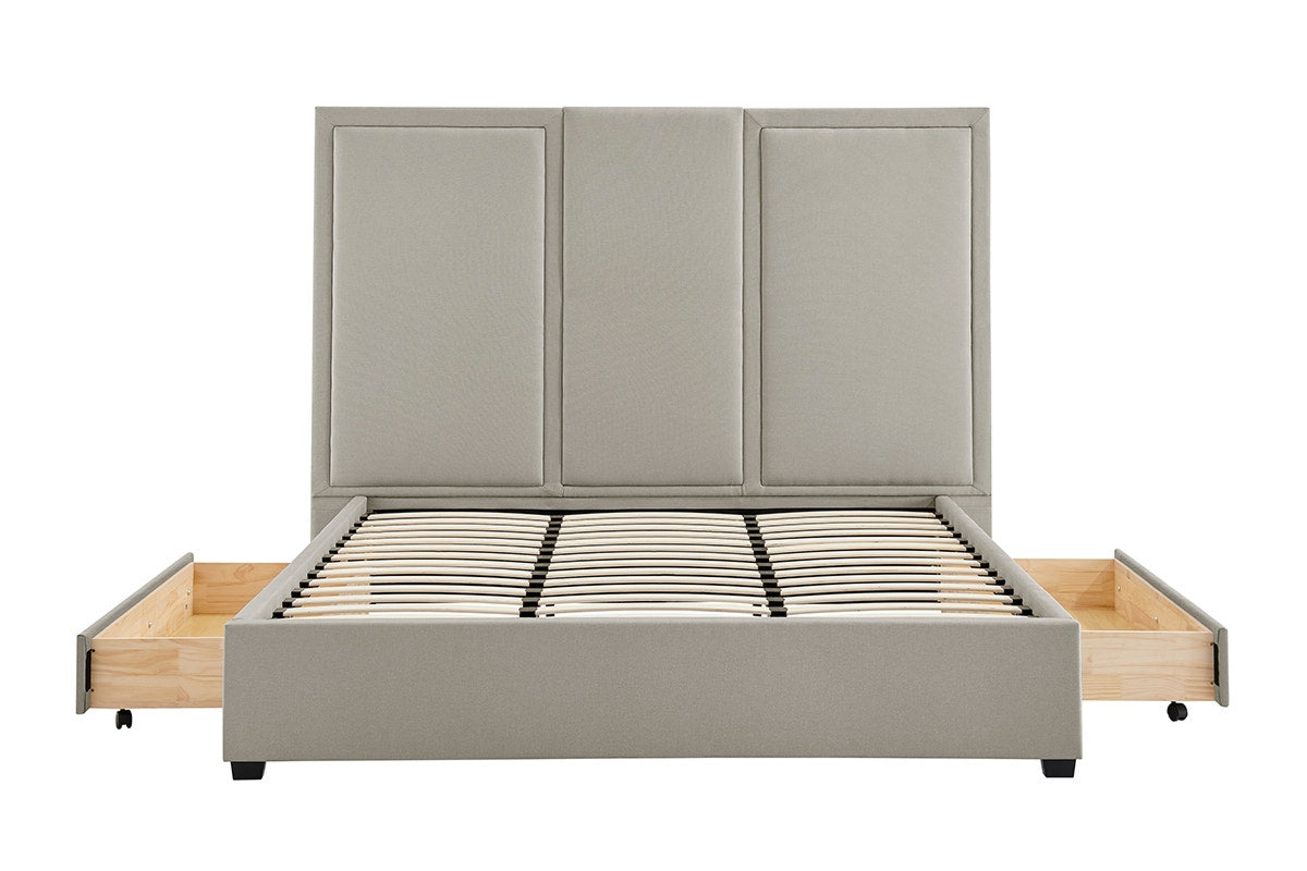 Brosa Erisen Storage Bed Frame with Drawers & Tall Headboard (Grey, King)