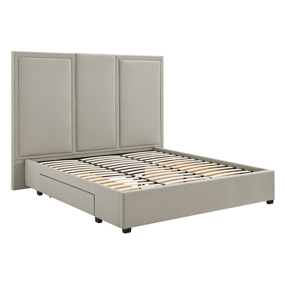 Brosa Erisen Storage Bed Frame with Drawers & Tall Headboard (Grey, King)