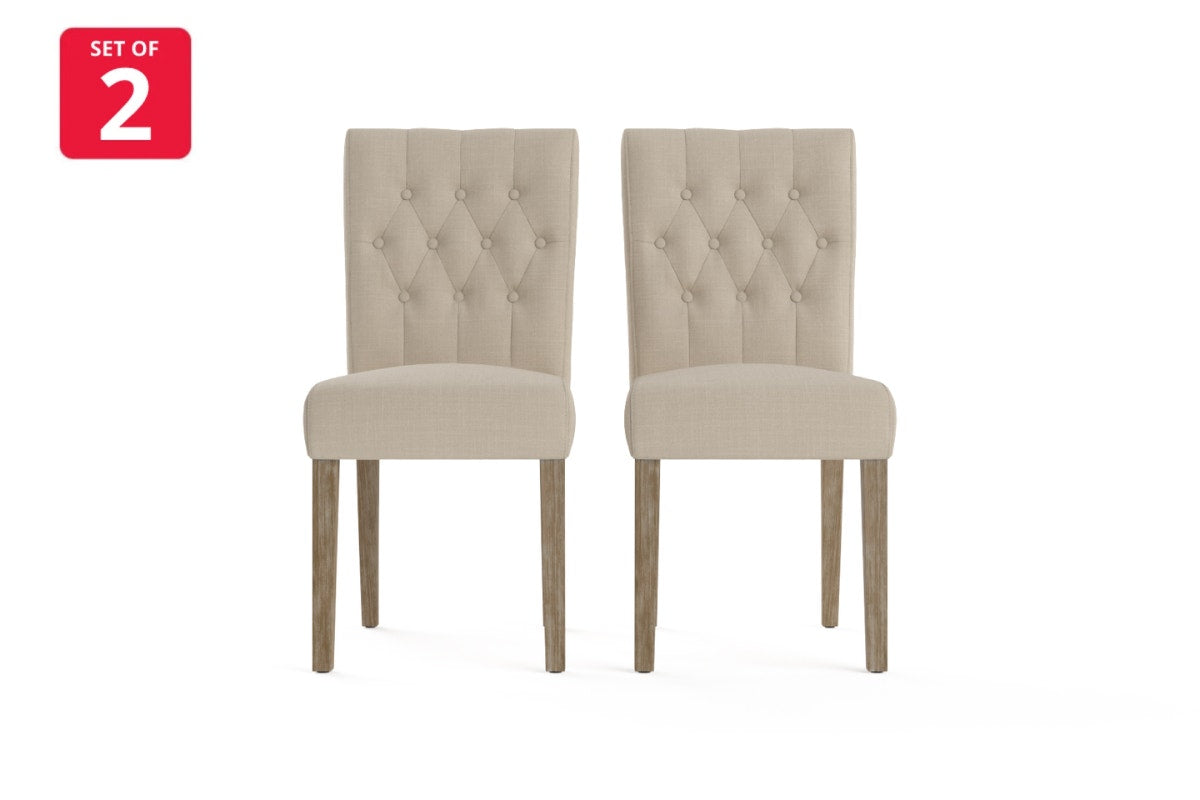 Set of 2 Brosa Espen Dining Chairs (French Beige/Wire Brushed)