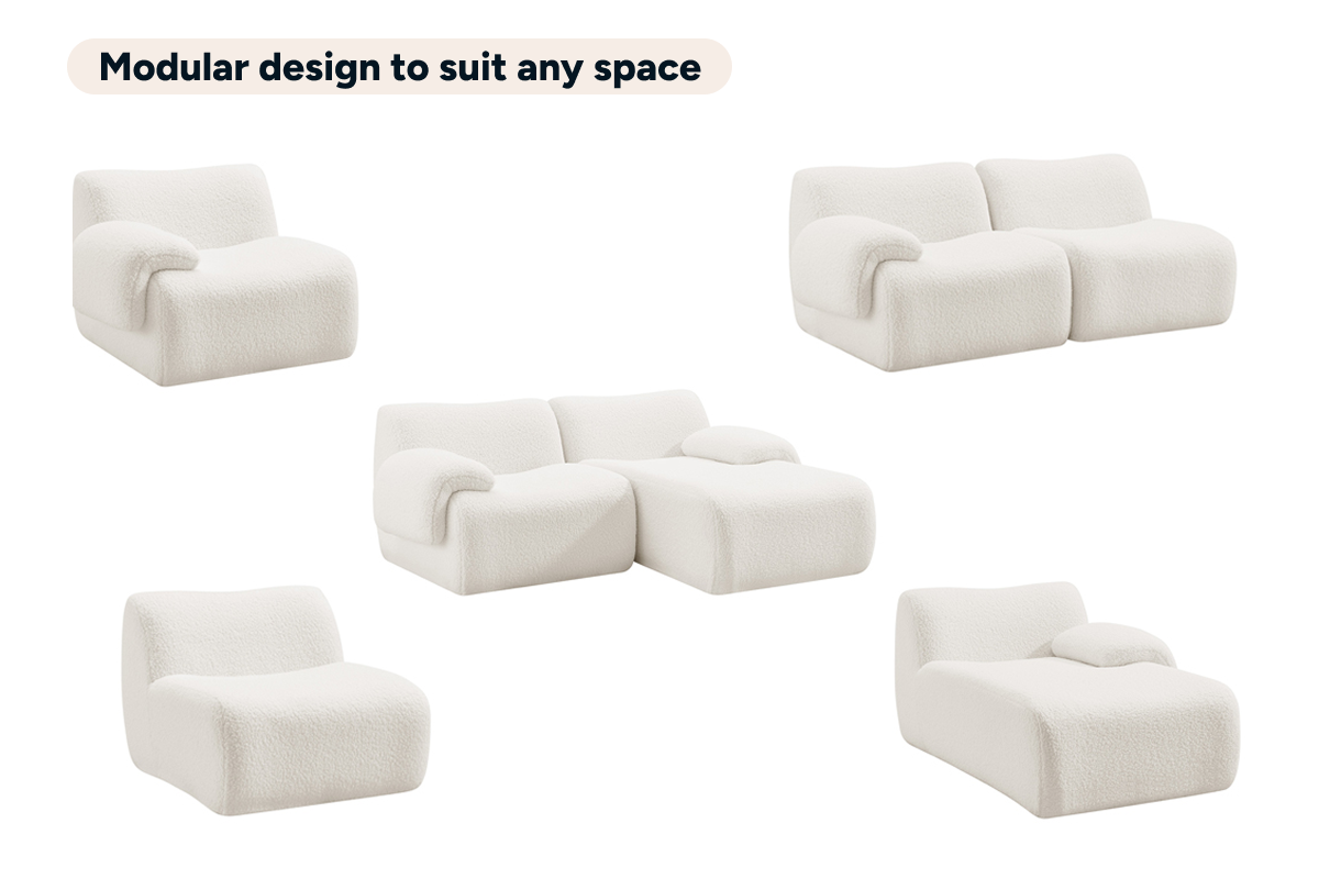 Brosa Grace 4 Seater Compression Sofa with Chaise (White, Left Chaise)