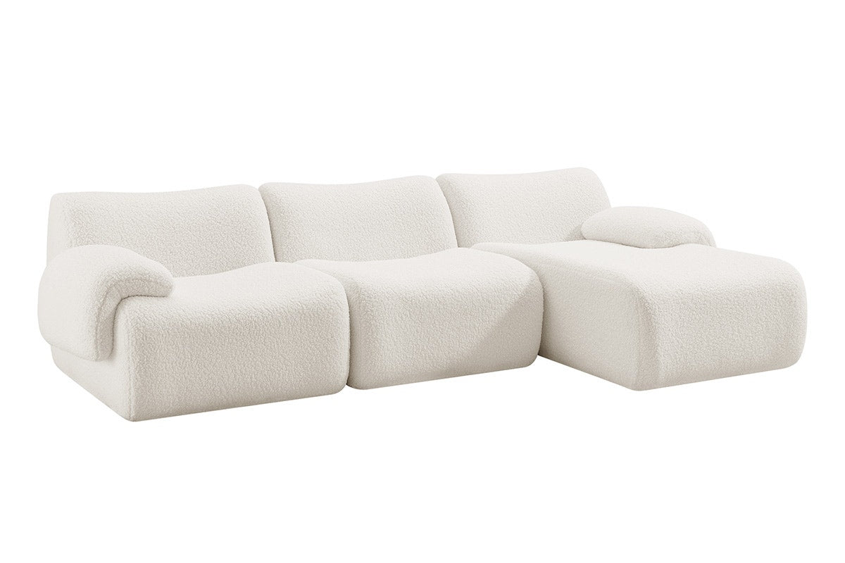 Brosa Grace 4 Seater Compression Sofa with Chaise (White, Left Chaise)