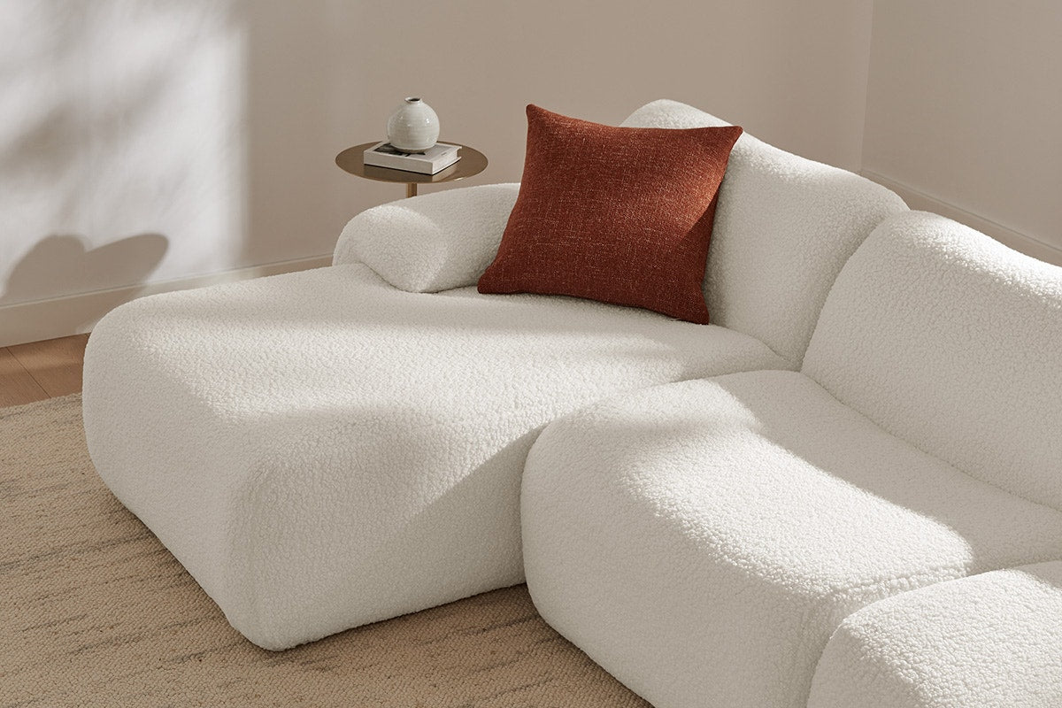 Brosa Grace 4 Seater Compression Sofa with Chaise (White, Right Chaise)