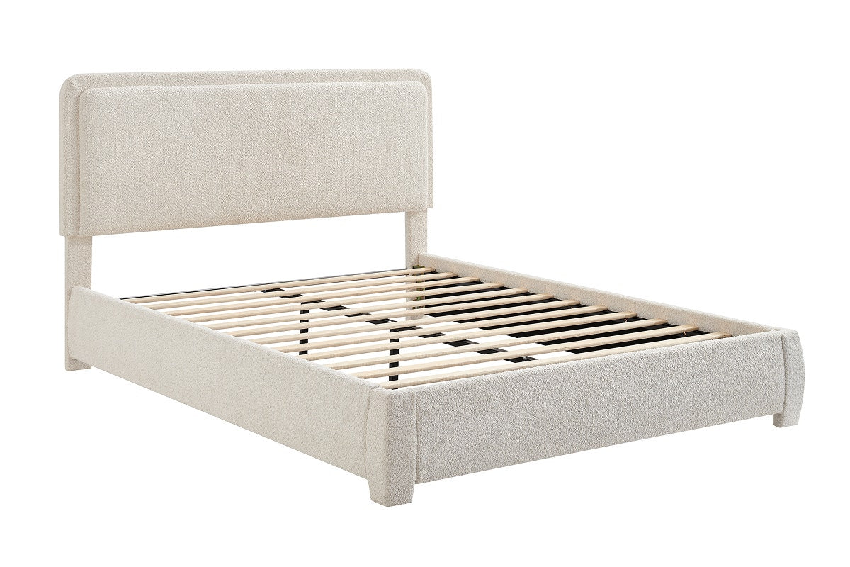 Brosa Havenne Boucle Bed Frame (Cream, Double)