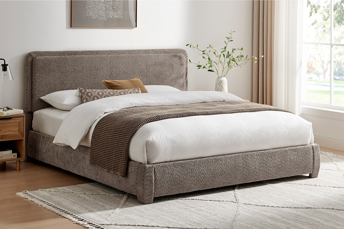 Brosa Havenne Boucle Bed Frame (Grey, King)