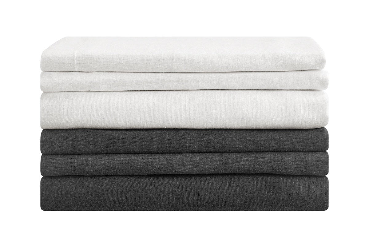Brosa Washed Linen Cotton Quilt Cover Set (Charcoal, King)