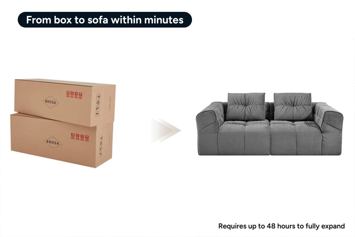 Brosa Luna 3 Seater Compressed Sofa (Charcoal)