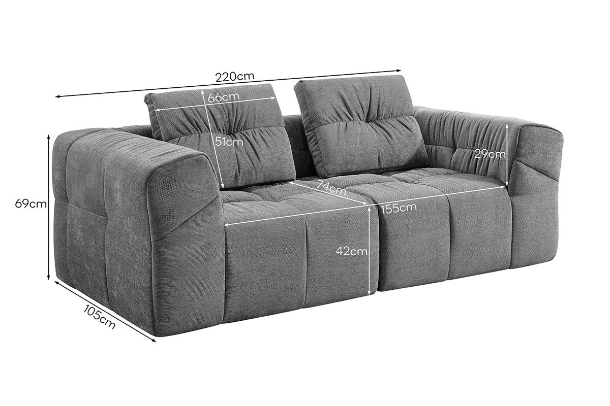 Brosa Luna 3 Seater Compressed Sofa (Charcoal)