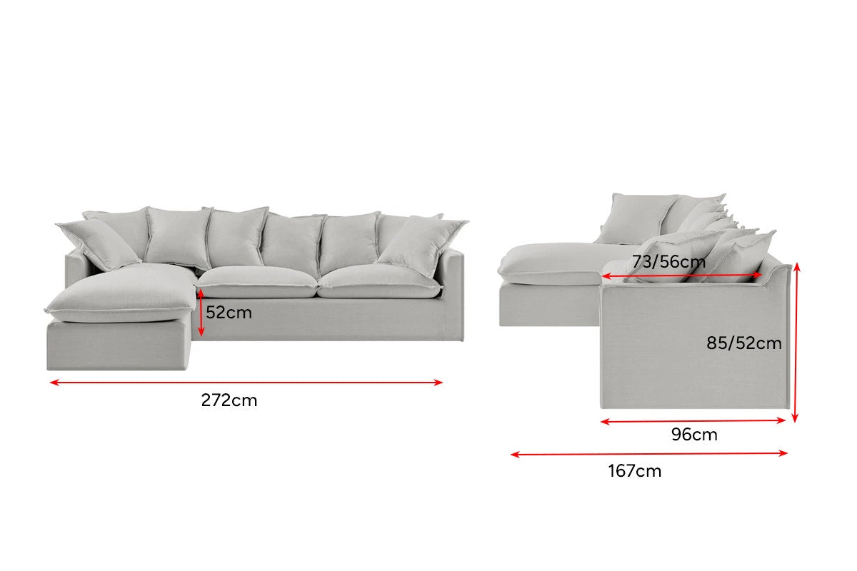 Brosa Palermo 3 Seater Modular Sofabed with Left Chaise (Grey)
