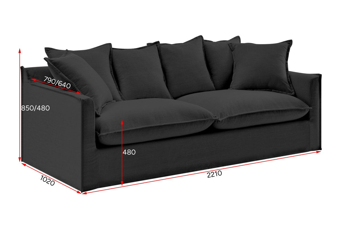 Brosa Palermo 3 Seater Sofa (Night Black)