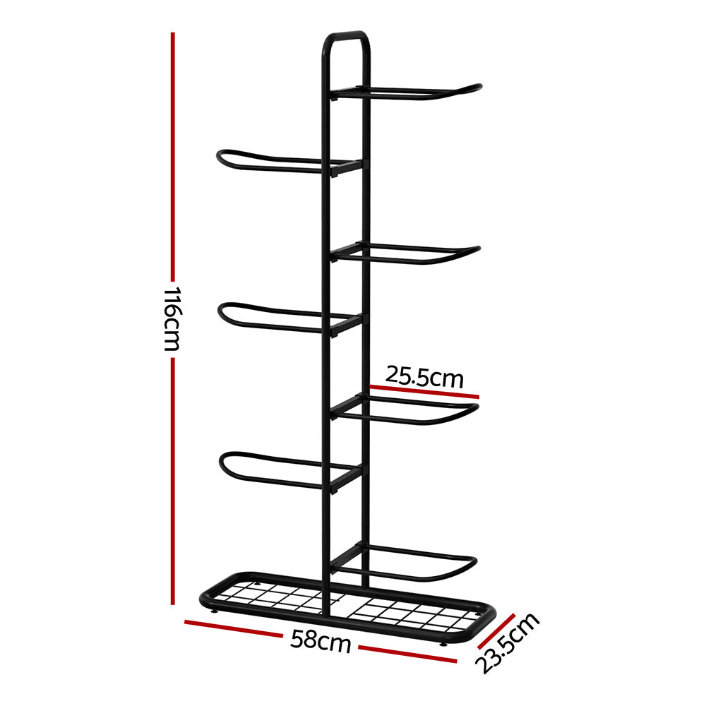 Everfit 7-Tier Ball Storage Rack Sports Equipment Organiser - Black