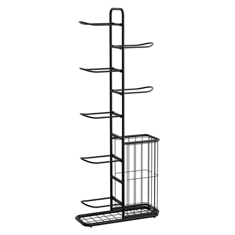 Everfit 7 Tier Ball Storage Rack Sports Equipment Organiser Black with Basket