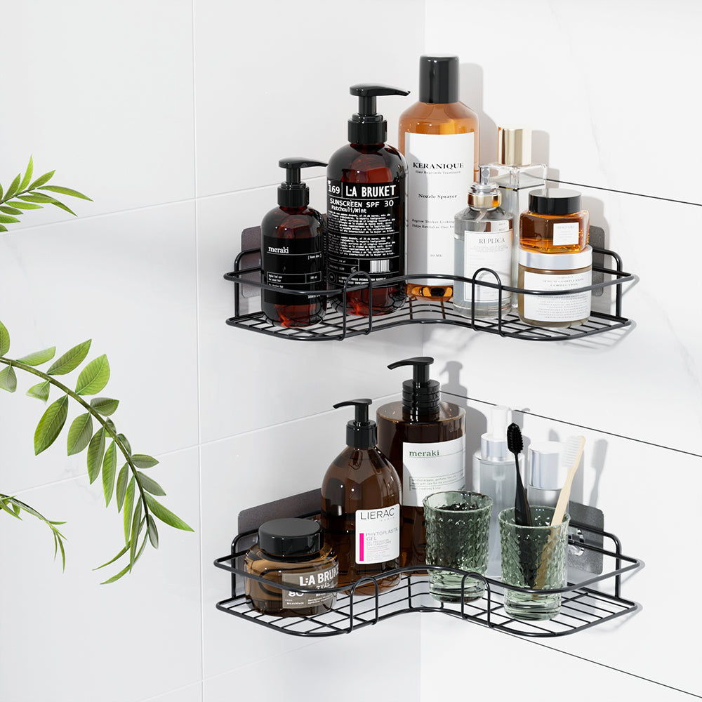 Cefito 2 Packs L-Shaped Carbon Steel Bathroom Shelf Corner Storage Rack 36cm x 26cm x 6cm - SuperSaverAU - view 4