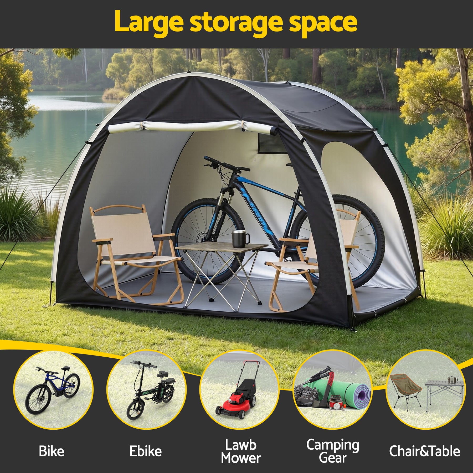 Giantz Bike Storage Tent – Black UV Protection 200 x 150 x 165cm