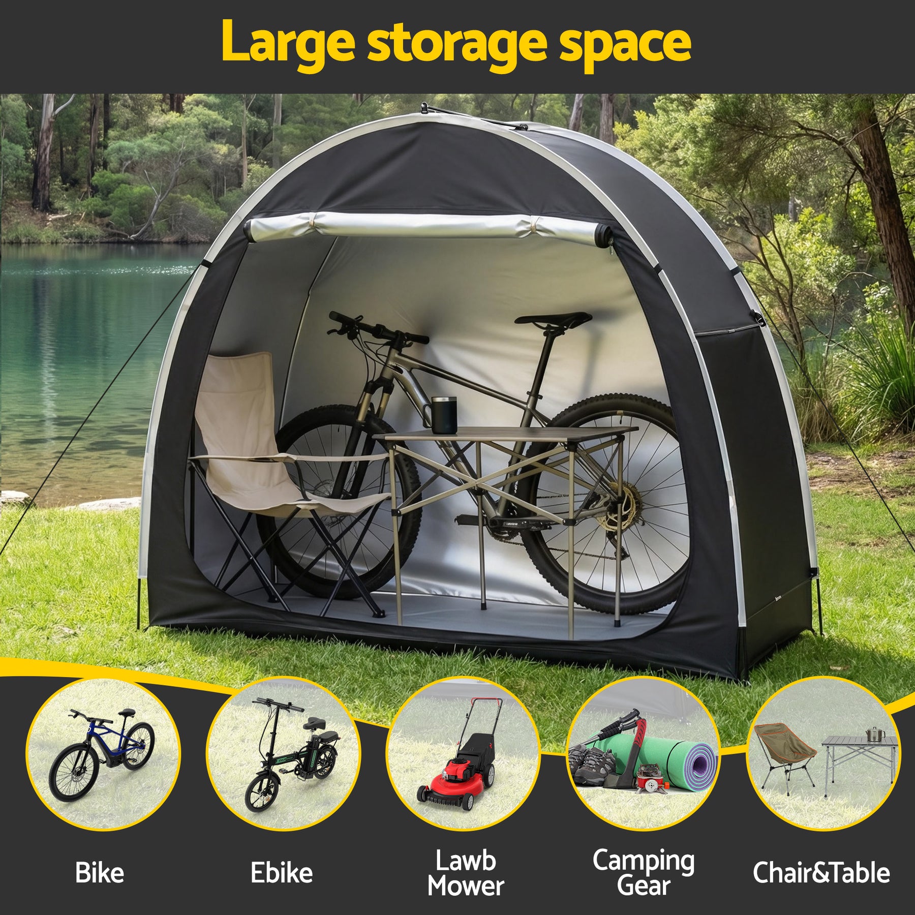 Giantz Bike Storage Tent – Black UV Protection 200 x 80 x 165cm