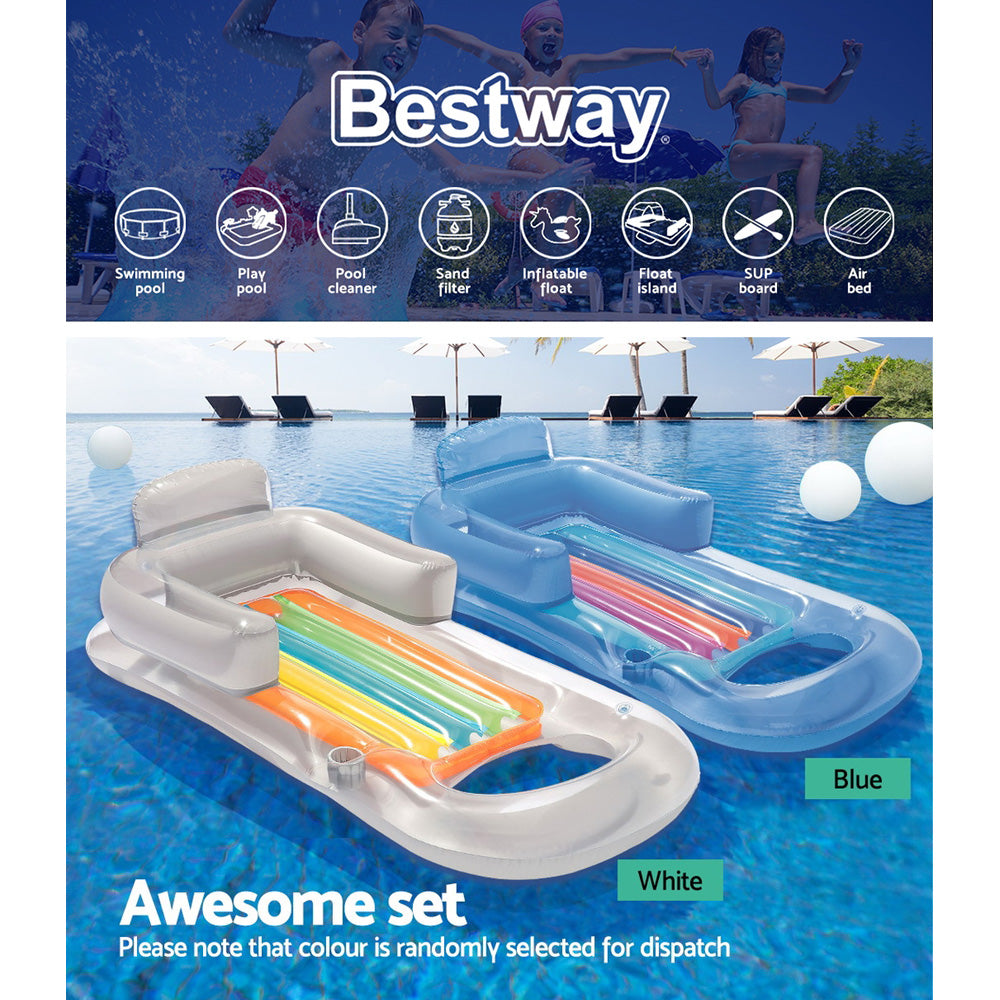 Bestway Inflatable Pool Lounge 63.5" x 33" with Cup Holders & Repair Patch - SuperSaverAU - view 4