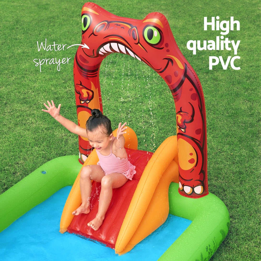 Bestway Kids Inflatable Play Splash Pool with Slide, 242x140cm, Dinosaur Theme - SuperSaverAU - view 4