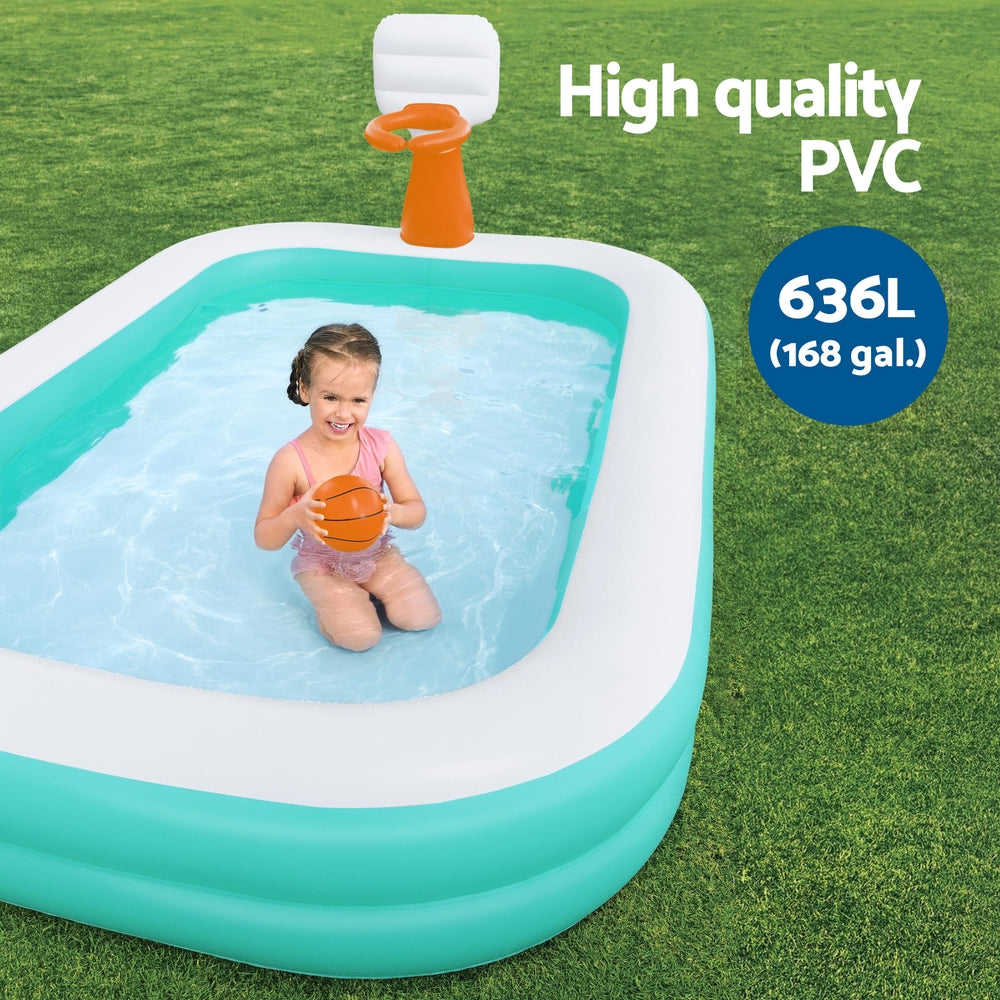Bestway Kids Inflatable Basketball Play Pool 251x168cm with Drain Valve - SuperSaverAU - view 4