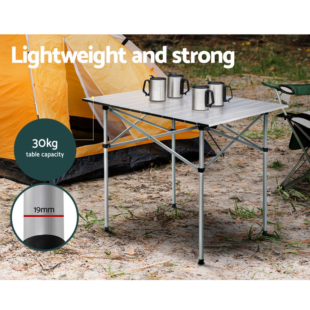Weisshorn 70CM Folding Camping Table - Lightweight Aluminium, 30KG Capacity, Portable - SuperSaverAU - view 5