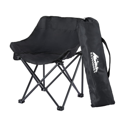 Weisshorn Folding Camping Moon Chair Portable Seat Weight Capacity 120KG Black - SuperSaverAU - view 1