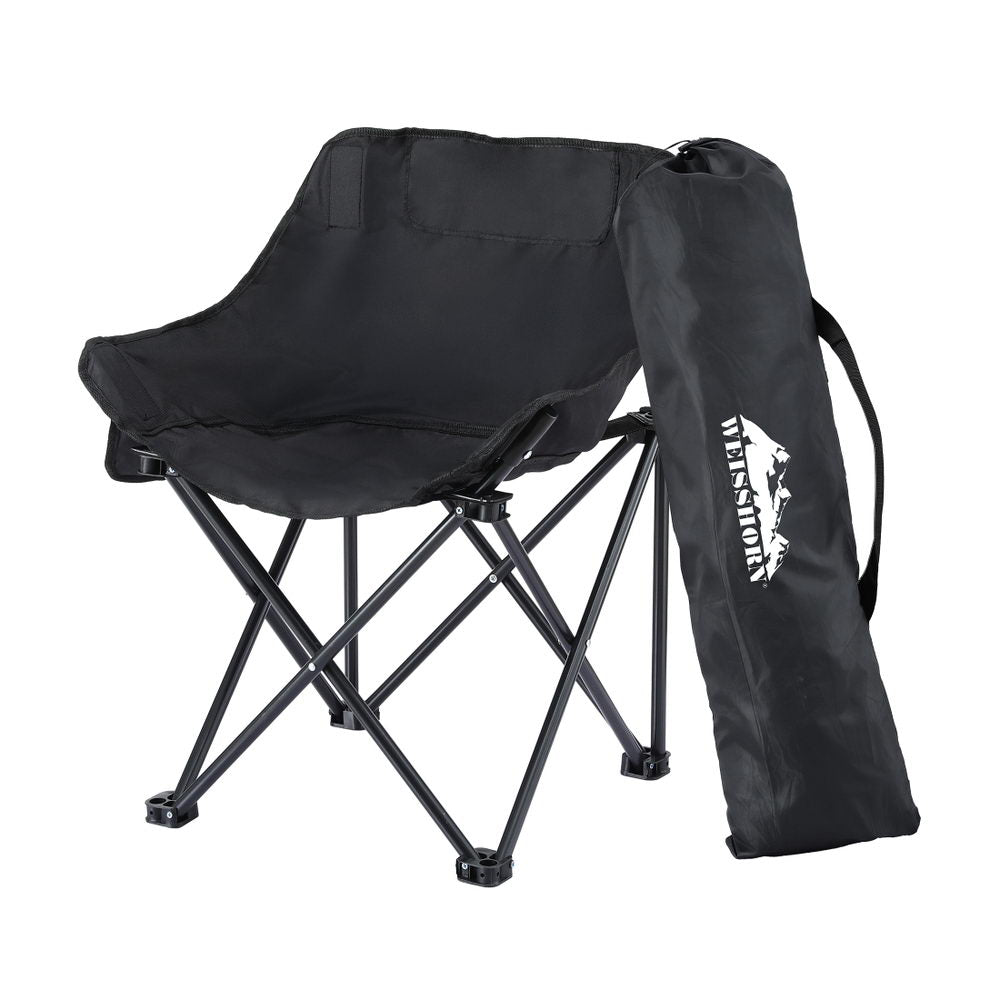 Weisshorn Folding Camping Moon Chair Portable Seat Weight Capacity 120KG Black - SuperSaverAU - view 1