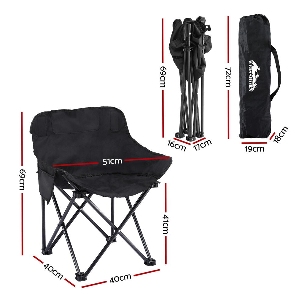 Weisshorn Folding Camping Moon Chair Portable Seat Weight Capacity 120KG Black - SuperSaverAU - view 2