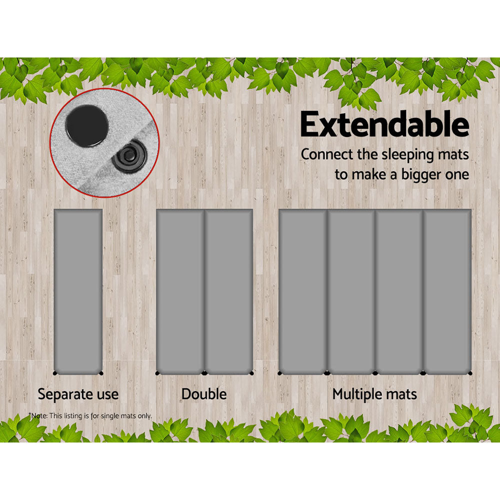 Weisshorn Self-Inflating Mat 187x66cm, 9.5cm Thick, Water Resistant, Grey - SuperSaverAU - view 3