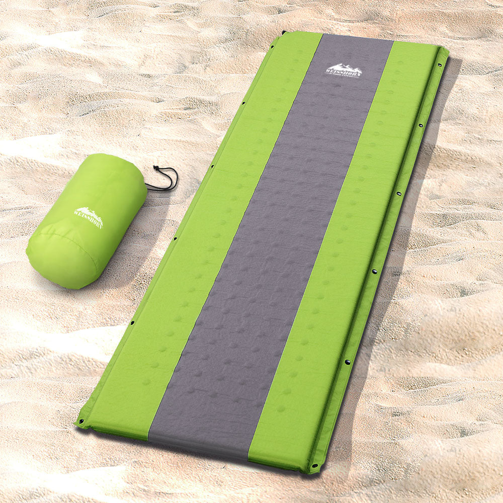 Weisshorn Self-Inflating Mat 195x65x2.5cm Green, Water Resistant, Joinable, Carry Bag - SuperSaverAU - view 8