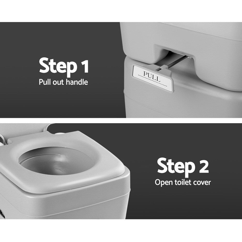 Weisshorn 20L Portable Camping Toilet - 12L Freshwater, Easy to Empty, Grey - SuperSaverAU - view 5