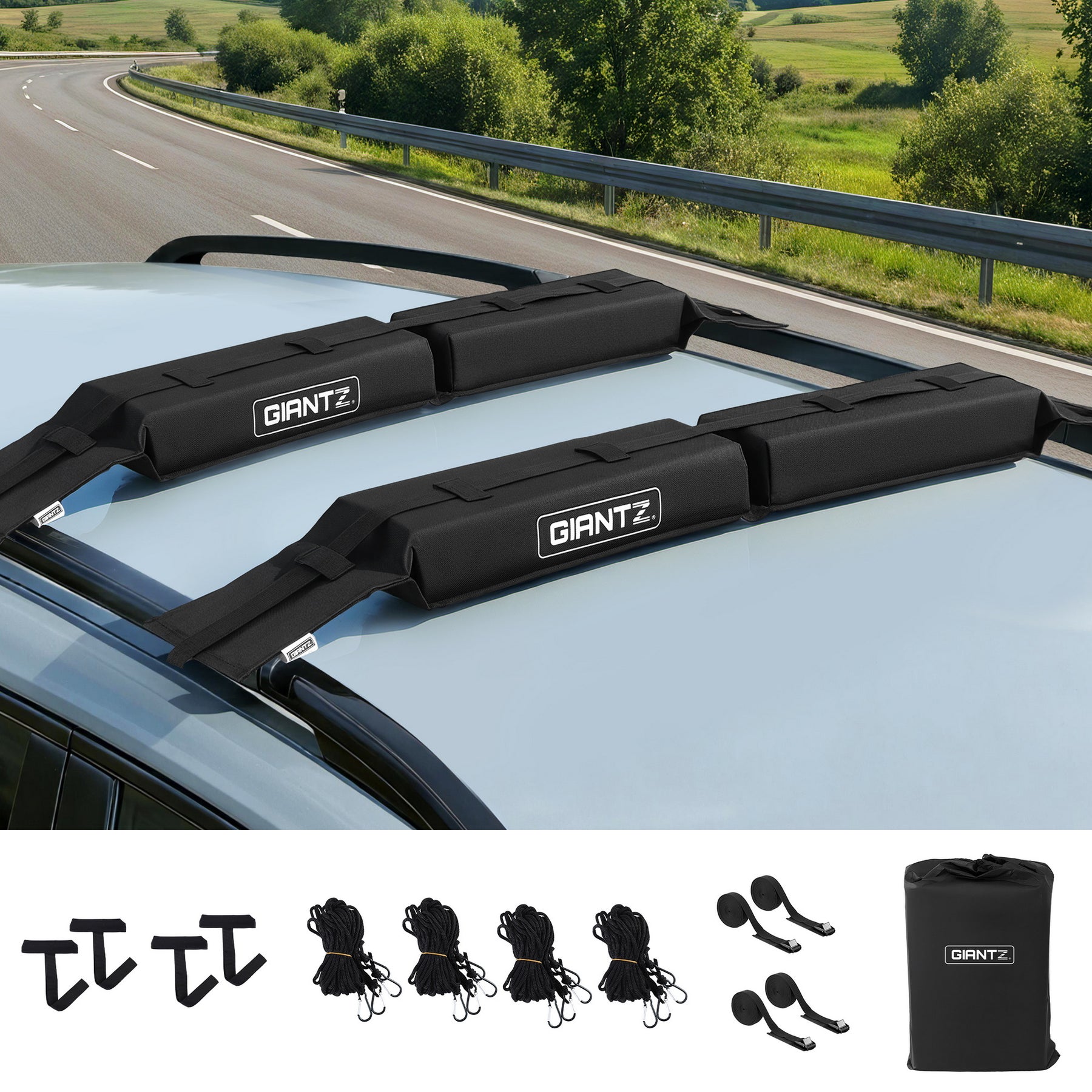 GIANTZ Universal Soft Kayak Roof Rack Pads 80kg