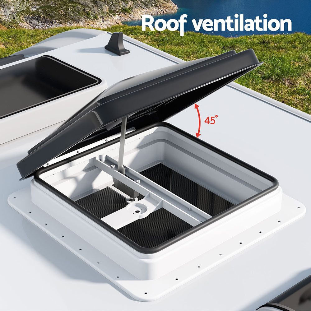 Weisshorn Caravan Roof Vent 350x350mm Black - Low Noise, Insect-Proof, All-Weather - SuperSaverAU - view 4