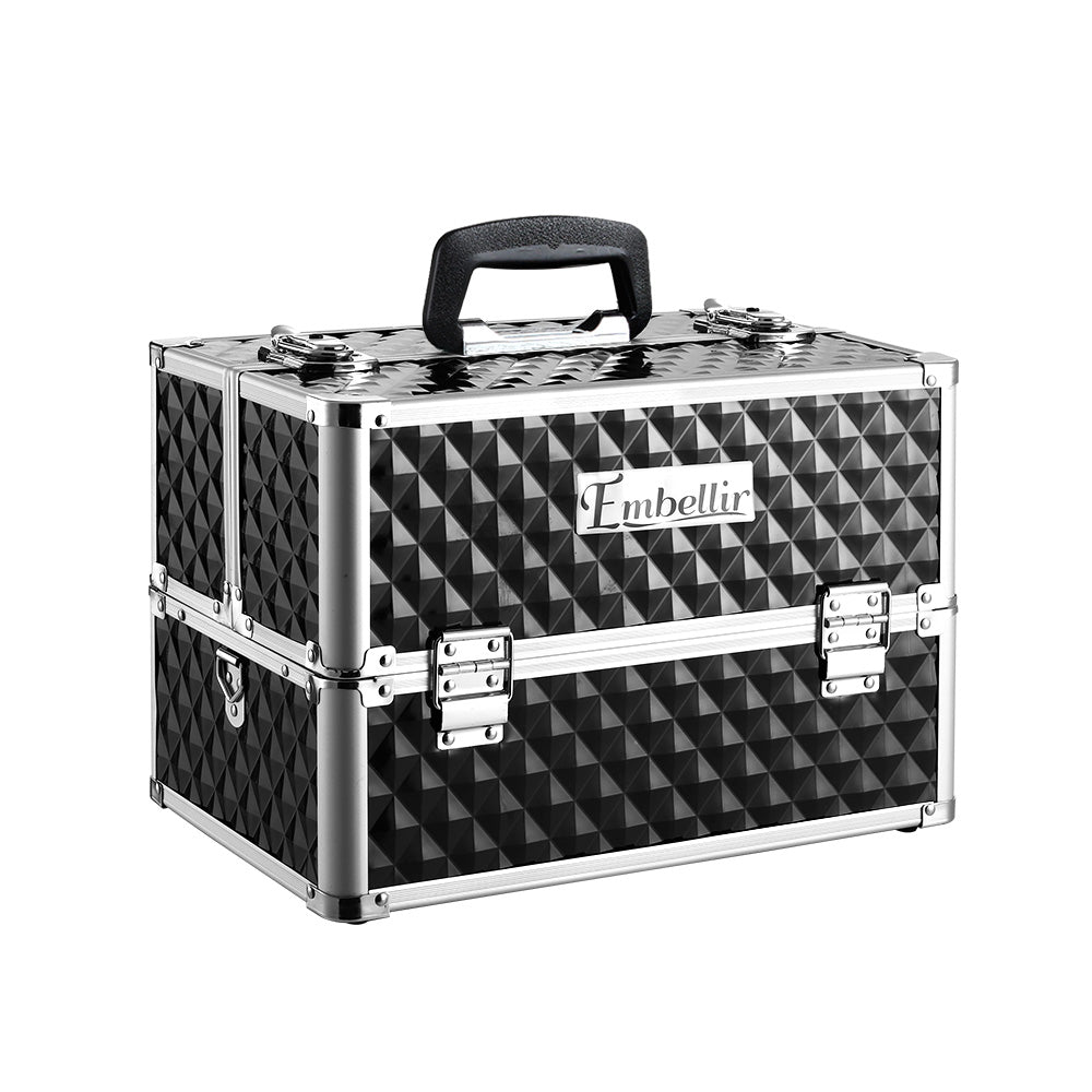 Embellir Portable Cosmetic Beauty Makeup Case - Diamond Black - SuperSaverAU - view 1