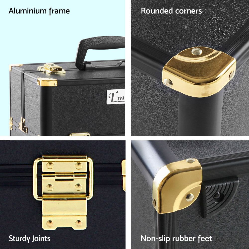 Embellir Portable Cosmetic Beauty Makeup Case - Black & Gold - SuperSaverAU - view 5