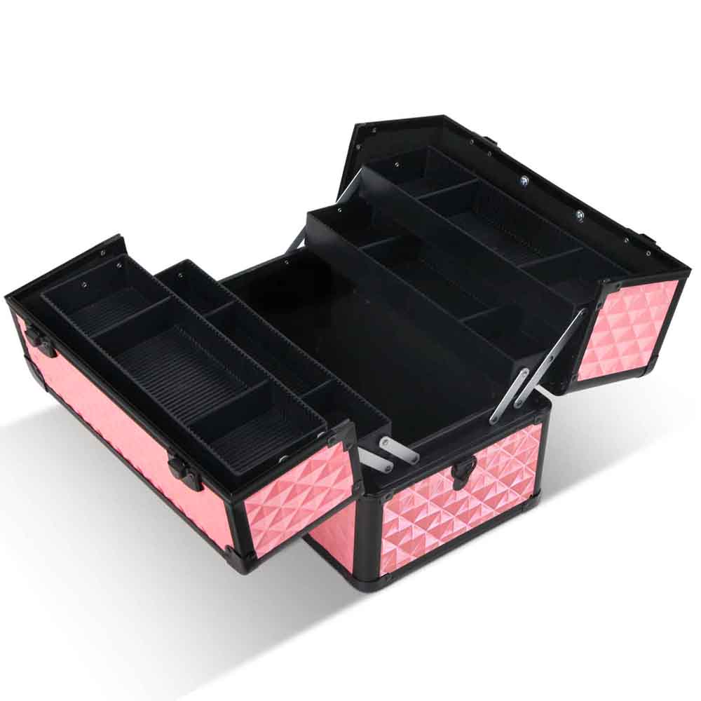 Embellir Portable Cosmetic Beauty Makeup Case - Diamond Pink - SuperSaverAU - view 3