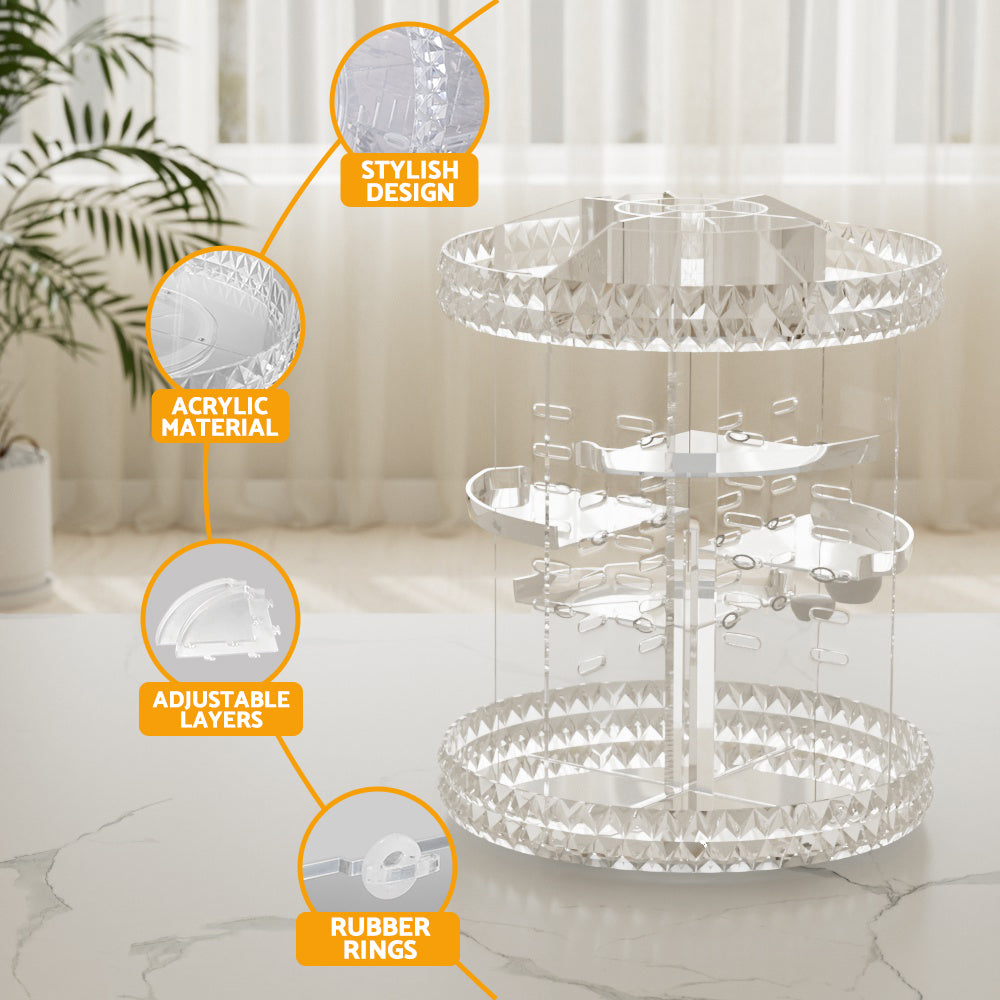 Embellir Makeup Case Acrylic Rotating Cosmetic Organizer Storage Display Holder - SuperSaverAU - view 4