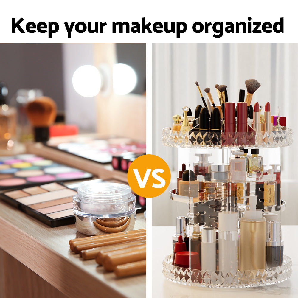 Embellir Makeup Case Acrylic Rotating Cosmetic Organizer Storage Display Holder - SuperSaverAU - view 6