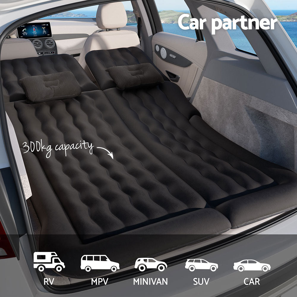 Weisshorn Car Mattress 175x130 Inflatable Bed with Pillows & Air Pump, Black - SuperSaverAU - view 3