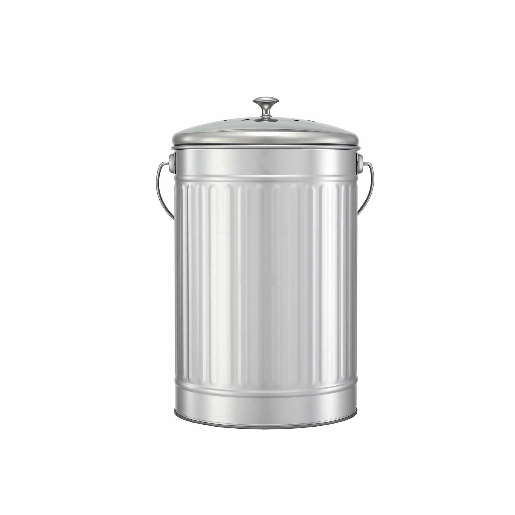 Gardeon 6L Kitchen Compost Bin – White Stainless Steel Countertop Caddy with Ventilated Lid