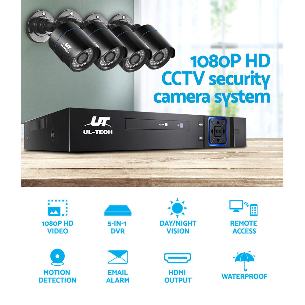 UL-tech CCTV Security System 4CH DVR 4 Cameras 1080p - SuperSaverAU - view 4