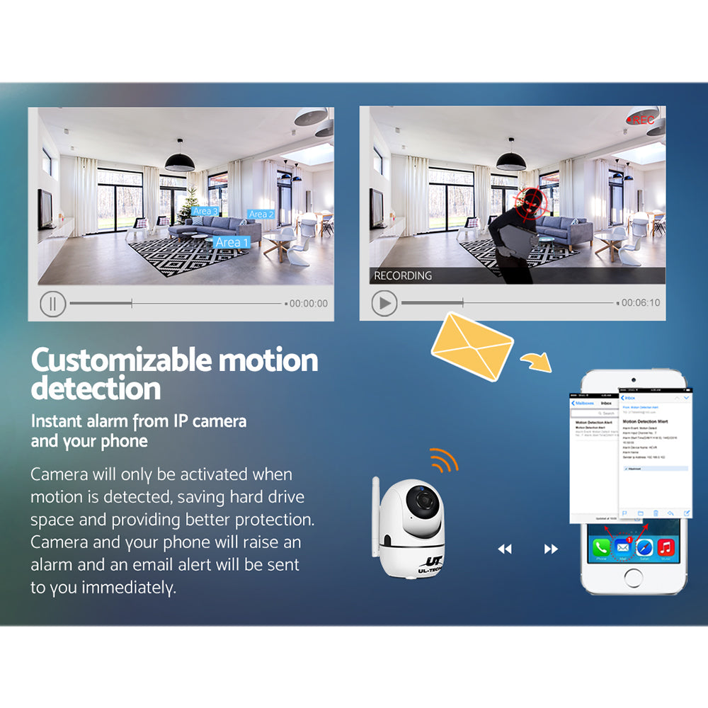 UL-Tech 1080P Wireless IP Camera Dome WiFi Home Security with Pan Tilt & Night Vision - SuperSaverAU - view 6