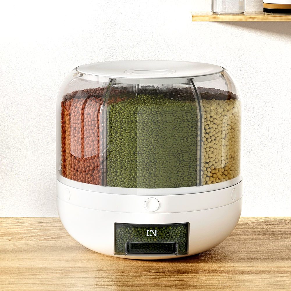 5-Star Chef Cereal Dispenser 7KG with 6 Compartments, 360° Rotatable Design - SuperSaverAU - view 6