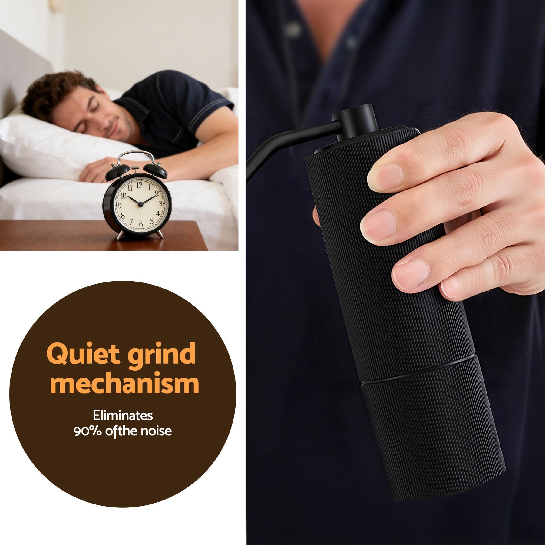Devanti Manual Coffee Grinder with 24 Adjustable Settings | Hand Coffee Bean Burr Mill for Espresso French Press | Portable Stainless Steel Quiet Grinder with Storage Bag for Travel Camping, Black - SuperSaverAU - view 7
