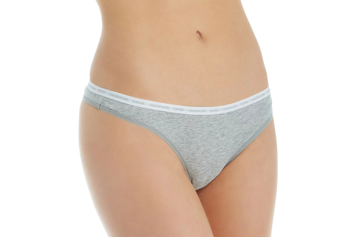 Calvin Klein Women's CK One Body Cotton Thong (Grey, Size XS)