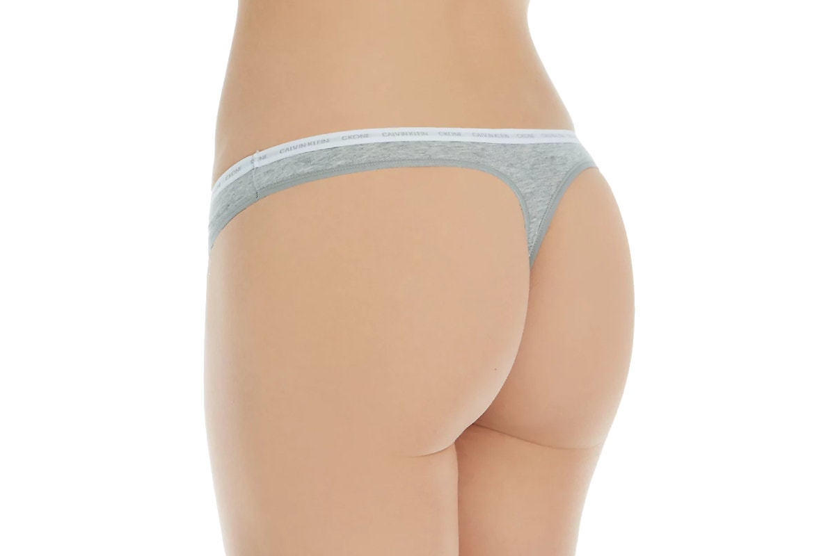Calvin Klein Women's CK One Body Cotton Thong (Grey, Size XS)