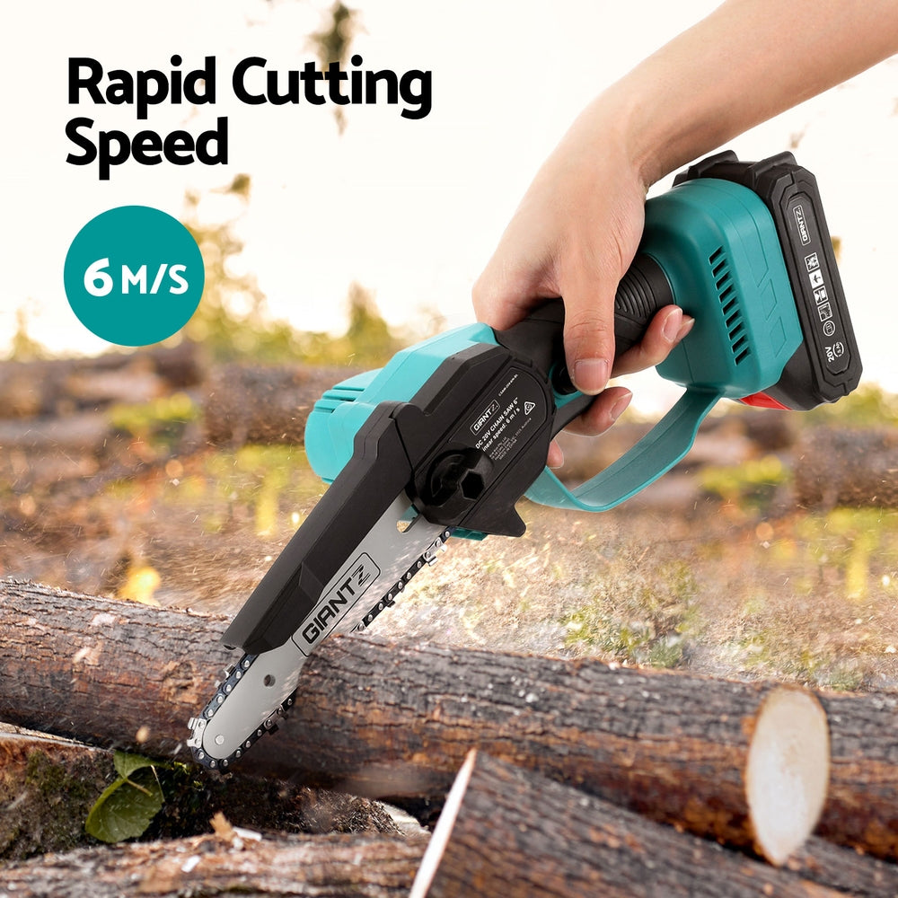 Giantz 6" Mini Cordless Electric Chainsaw Rechargeable Wood Cutter - SuperSaverAU - view 4