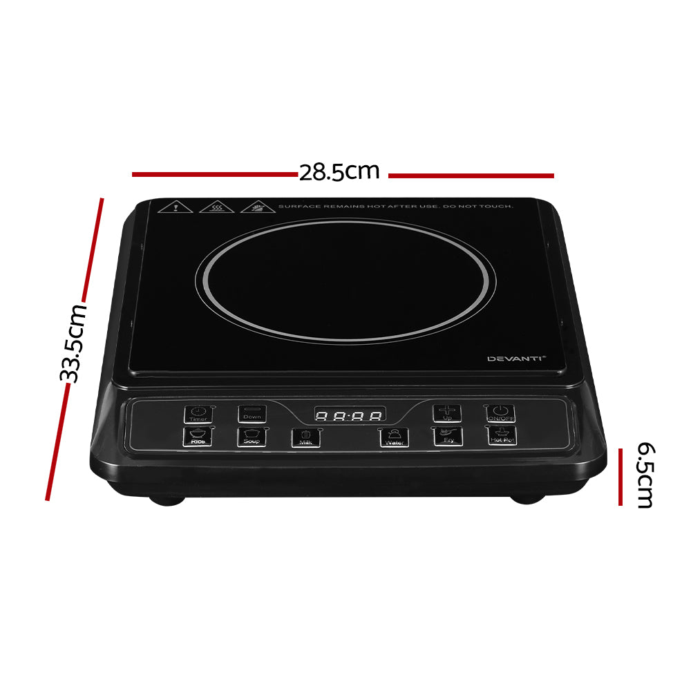 Devanti 30cm Portable Induction Cooktop 2000W - Black