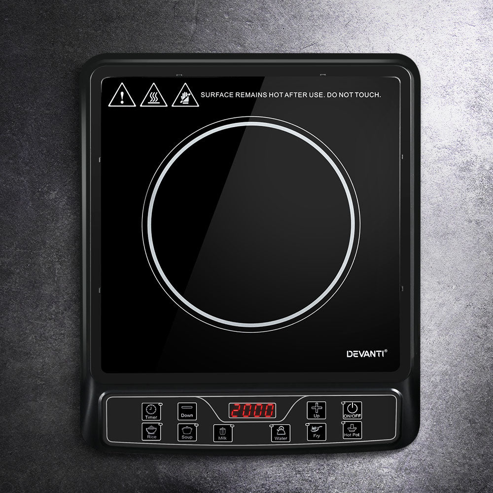 Devanti 30cm Portable Induction Cooktop 2000W - Black