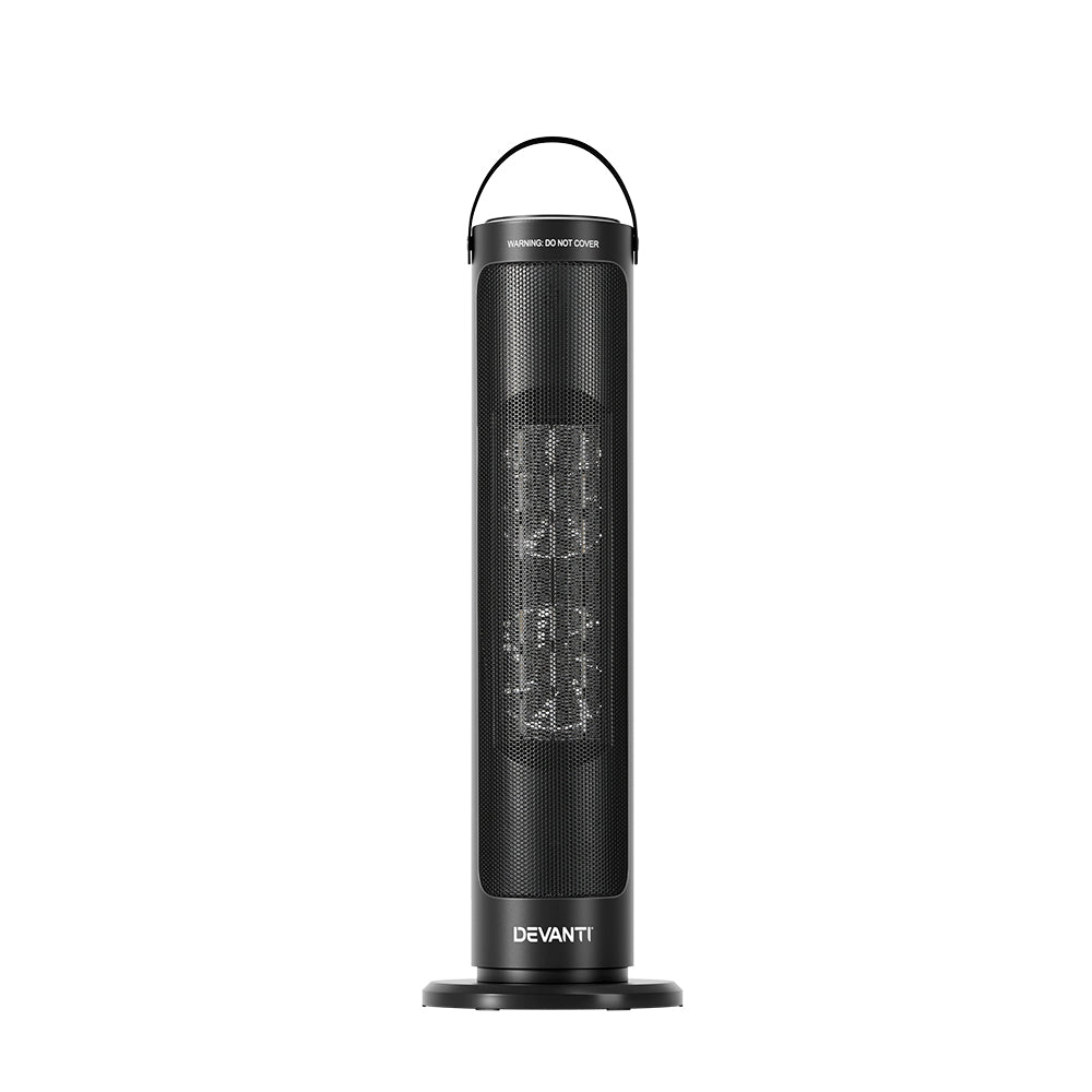 Devanti 2000W Ceramic Tower Heater with Remote - Black